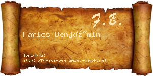 Farics Benjámin névjegykártya